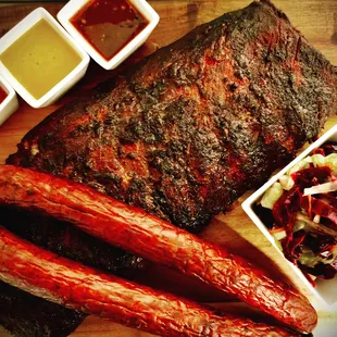 Ribs, sausage &amp; slaw