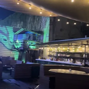 the interior of a treehouse restaurant