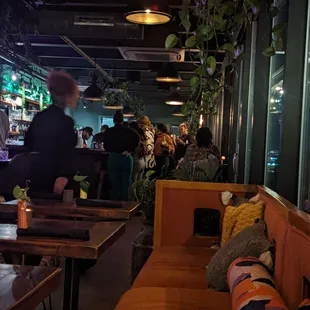 Inside. Cushy comfy couches