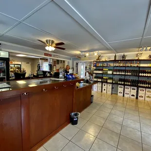 the inside of a wine shop