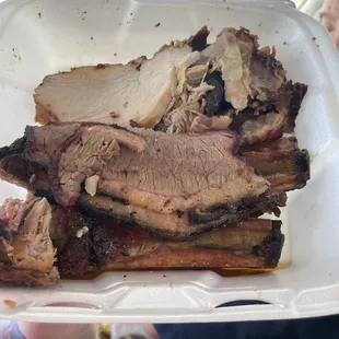 Brisket turkey pulled pork ribs