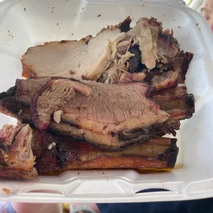 Already ripped into it. Turkey ribs brisket pulled pork. Delish!