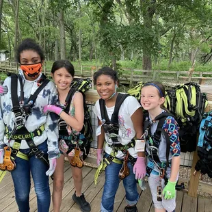 Kiddos and friends getting ready to hit the courses