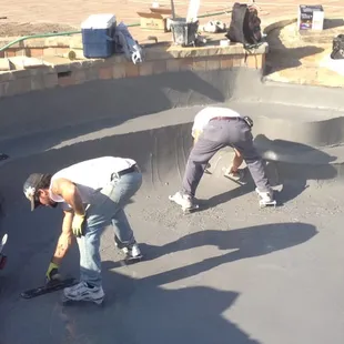 Step 3 for gunite/concrete pool...plaster is applied to the inside. Your choice of finishes.