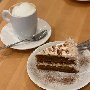 Carrot cake paired with Cappuccino. Love it!