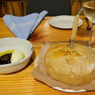Bread with olive oil and herb butter