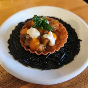 This was the tart that was served as a welcome from the kitchen. It reminded me of a very tasty little pizza.