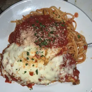 My chicken Parm was big enough for three people. Seriously. And the chicken wasn&apos;t heavy oily. It was so good