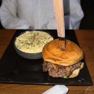 Tremont Burger with Mac and Cheese