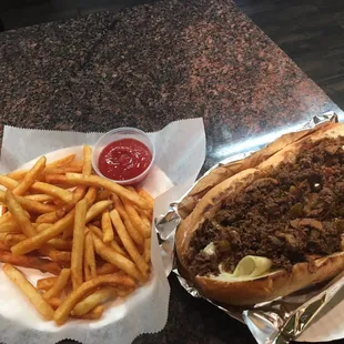 Steak bomb and fries!