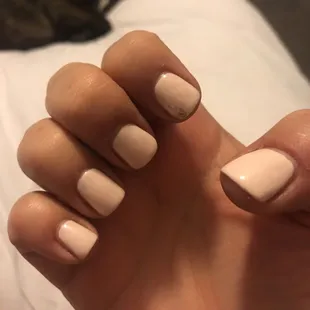 Worst gel manicure ever. Already peeling off within a hour of leaving the shop.