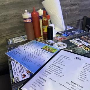 Beer and wine menu, specials and then the everyday items.