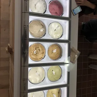 a display of gelatos