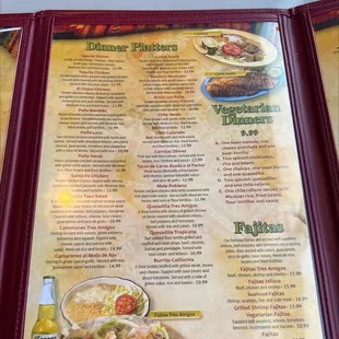 a menu for a mexican restaurant