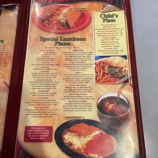 a menu for a restaurant