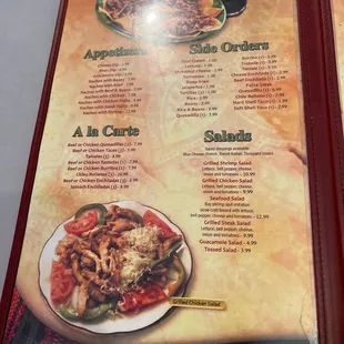 a menu for a mexican restaurant