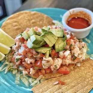 Shrimp ceviche tostada