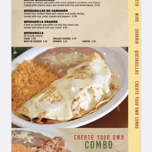 Tres Amigos Menu