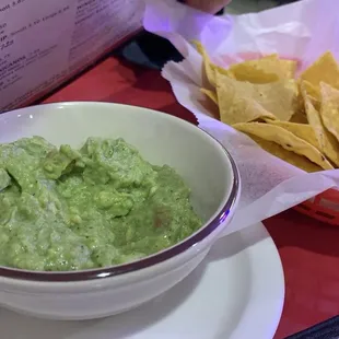 Large guacamole and chips.