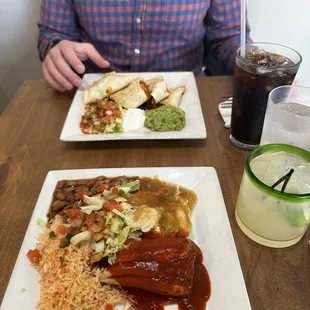 Tamale and quesadilla plate