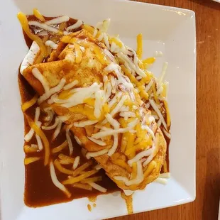Breakfast burrito with red chili