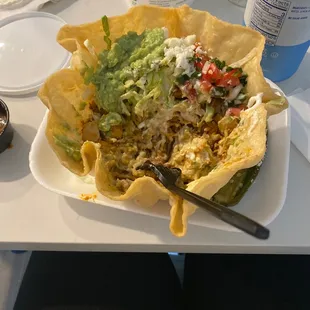 Tostada salad with chicken