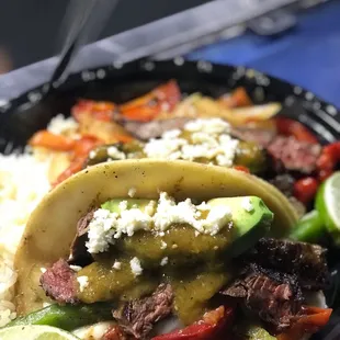 Fajita skirts steak taco