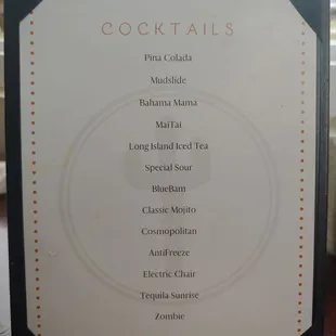 menu