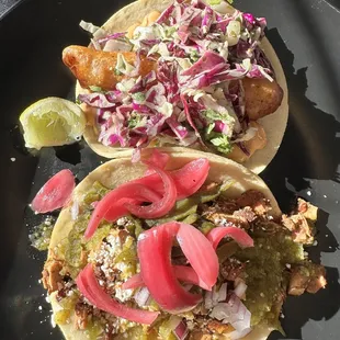 Adobo and pescado tacos