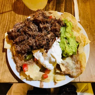 shredded beef nachos
