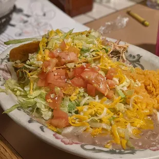 Chicken tacos w/ rice n beans