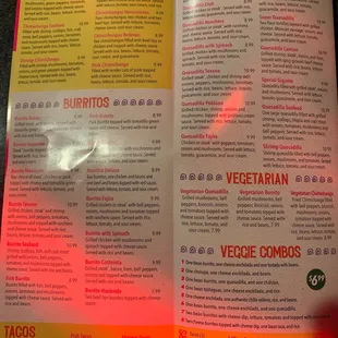 Menu, inside pages 5-6