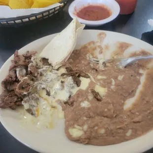 Steak Banditos and beans
