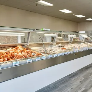 a seafood display in a restaurant