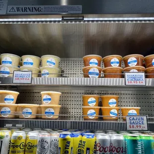 Premade sauces and some of the beer selection.