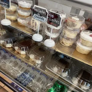 a display of desserts