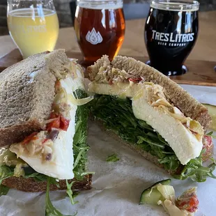 Beers and Sweetie's sammie.