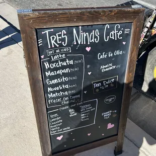 Coffee menu