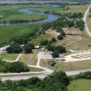 9.) Beautiful aerial view of Tres Palacios RV Park &amp; river.