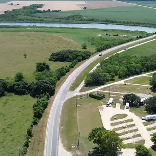 8.) Another aerial view of Tres Palacios RV Park, and river.