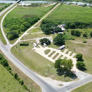 3.) Aerial view of Tres Palacios RV Park &amp; river.