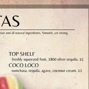 Menu pic of my drink