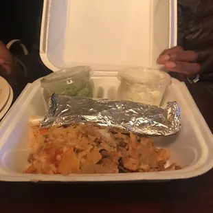 Sour cream and guacamole all extra