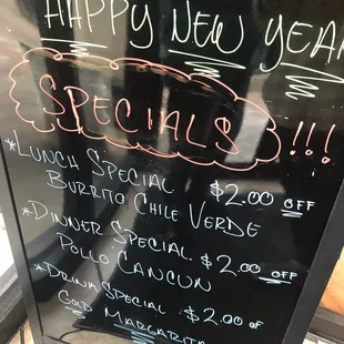 Daily specials