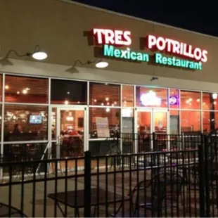 a mexican restaurant at night