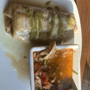 Chimichanga and chicken soup