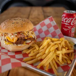 a burger and french fries