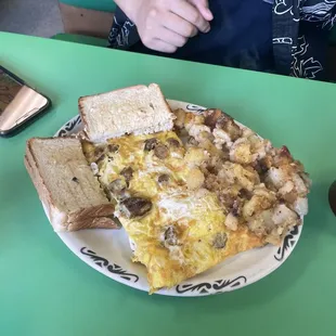 sausage with cheese omelette