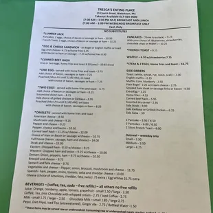 menu