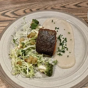 Crispy skin salmon with golden raisin, romanesco, Meyer lemon vinaigrette (SF Restaurant Week - entree course)
